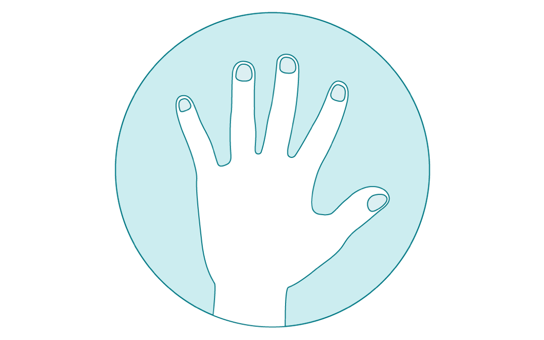 Illustration of hand with neatly trimmed nails.