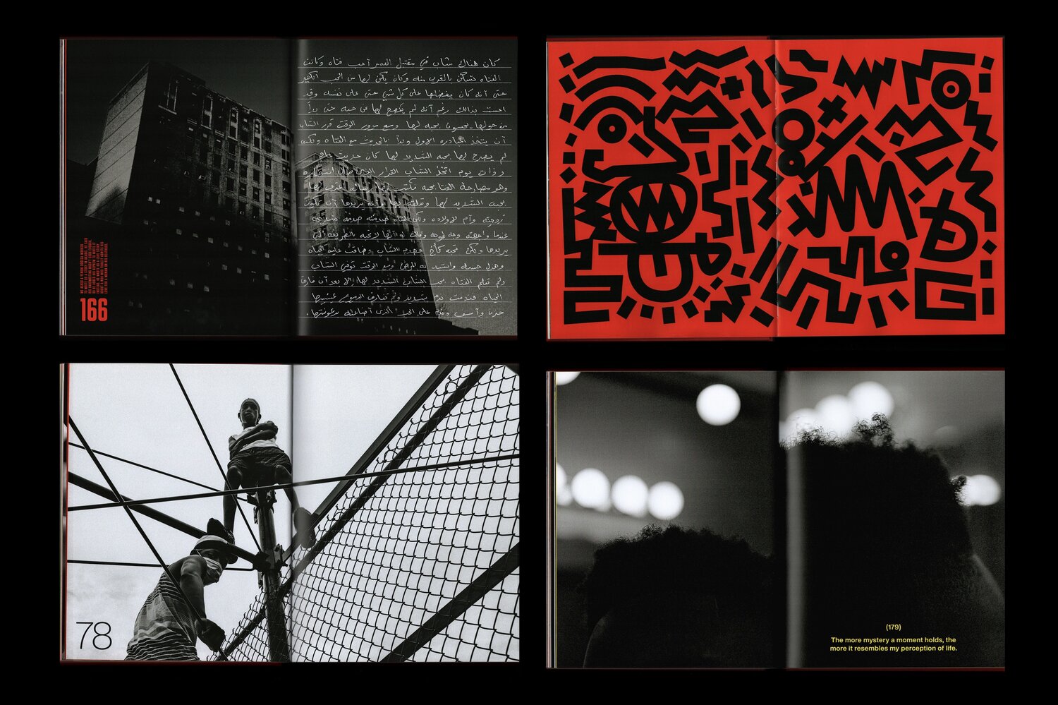 Book page of Brooklyn apartments and Arabic writing