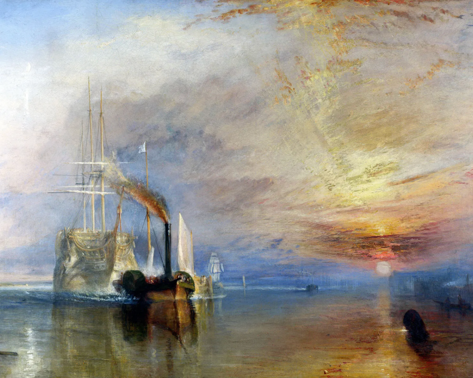 The Fighting Temeraire Tugged to Her Last Berth to Be Broken Up, 1838, oil on canvas by J.M.W. Turner, 1839