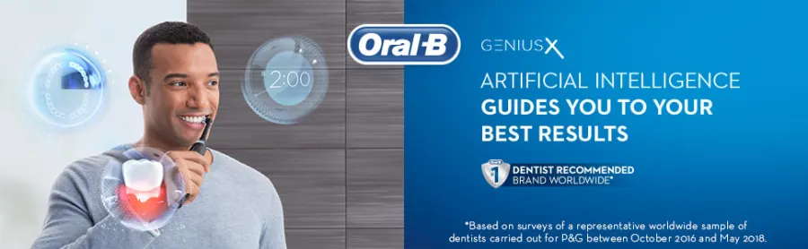 أورال-بي جينيوس X 20000 فرشاة أسنان كهربائية أسود مدعوم من براون  