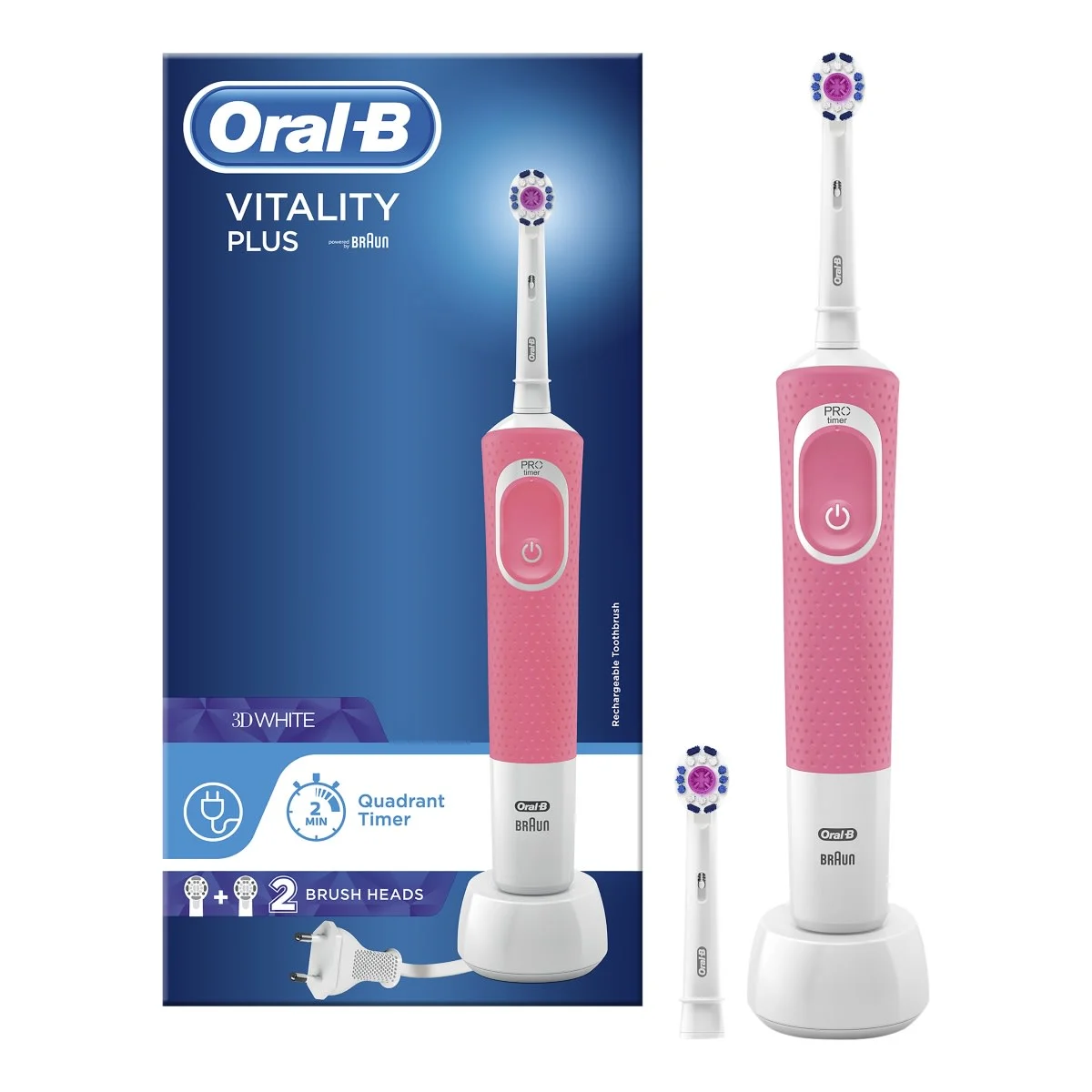 Oral-B Vitality Plus 3DWhite Pink Electric Toothbrush 