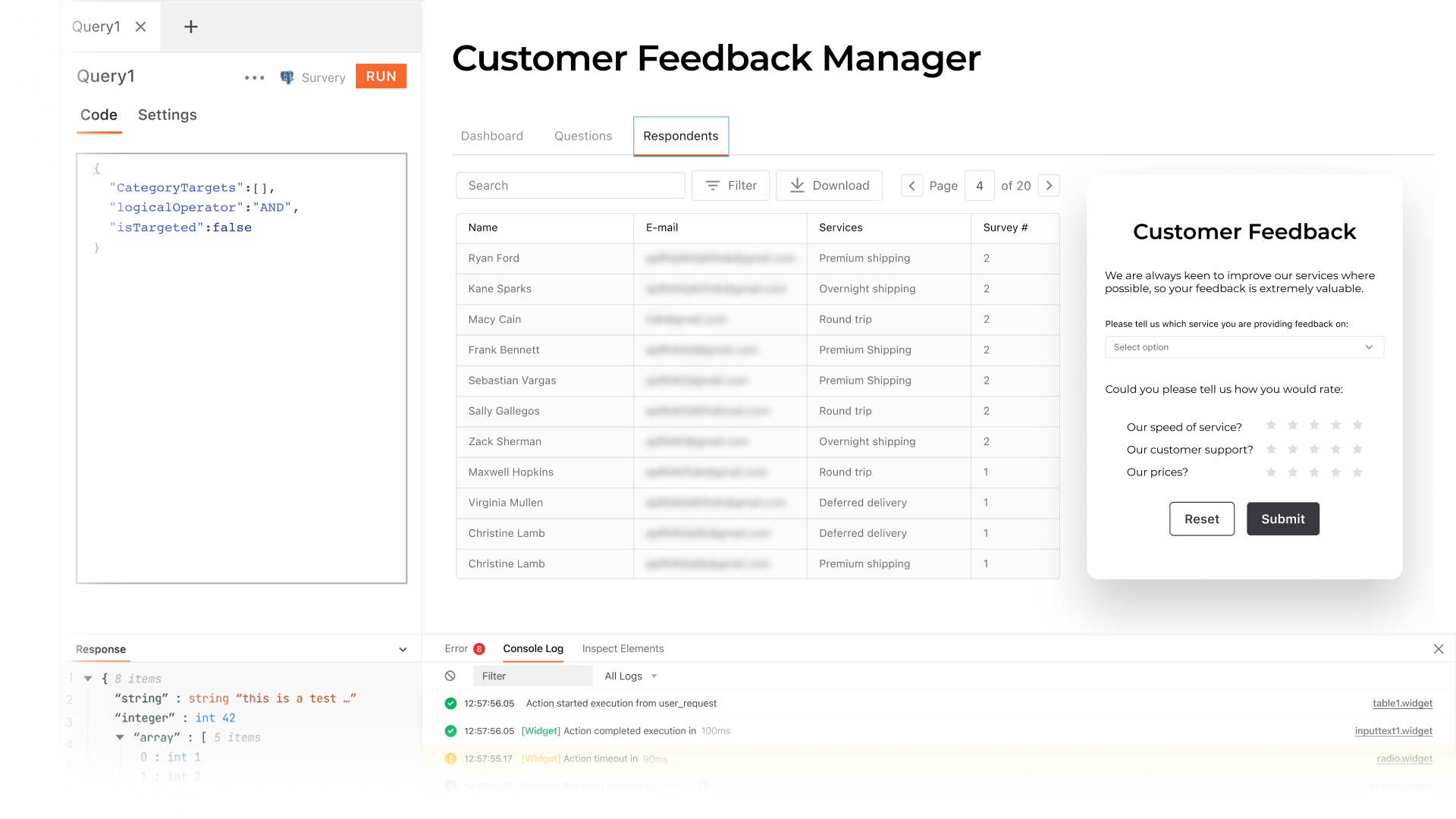 Dashboard • Customer feedback and insights