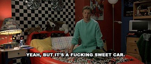 Nick Swardson proclaiming that his car bed is 'a fucking sweet car.'