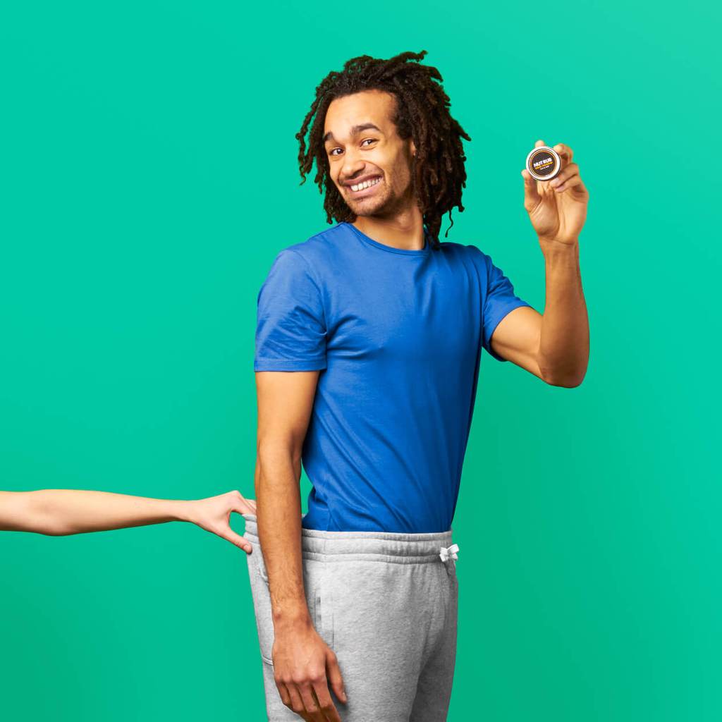 Man holding nut rub