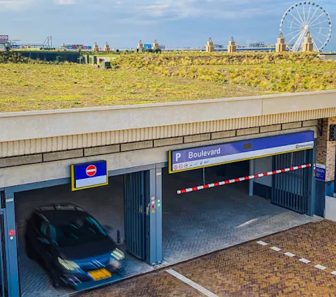 A parking with a vegetal roof