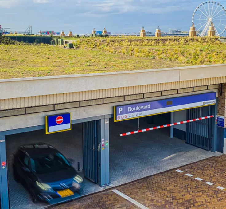 A parking with a vegetal roof