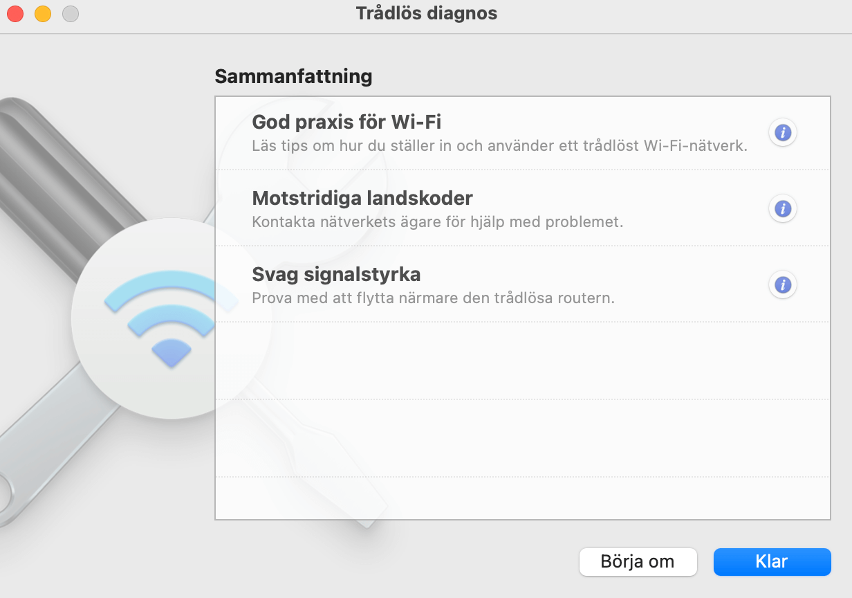 Trådlös diagnos för Mac