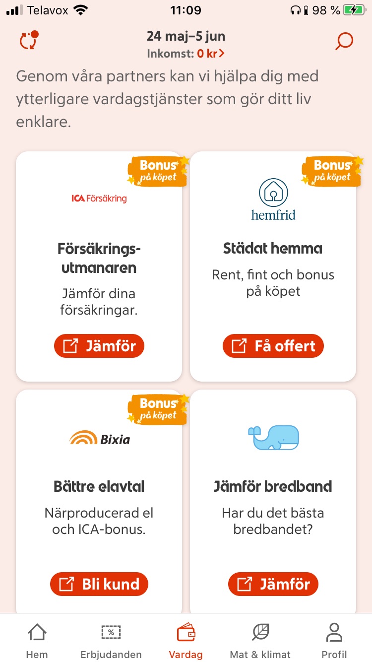 bredbandsval.se i ICA Spara-appen