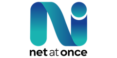 Kvadratisk logotyp för Net at once.
