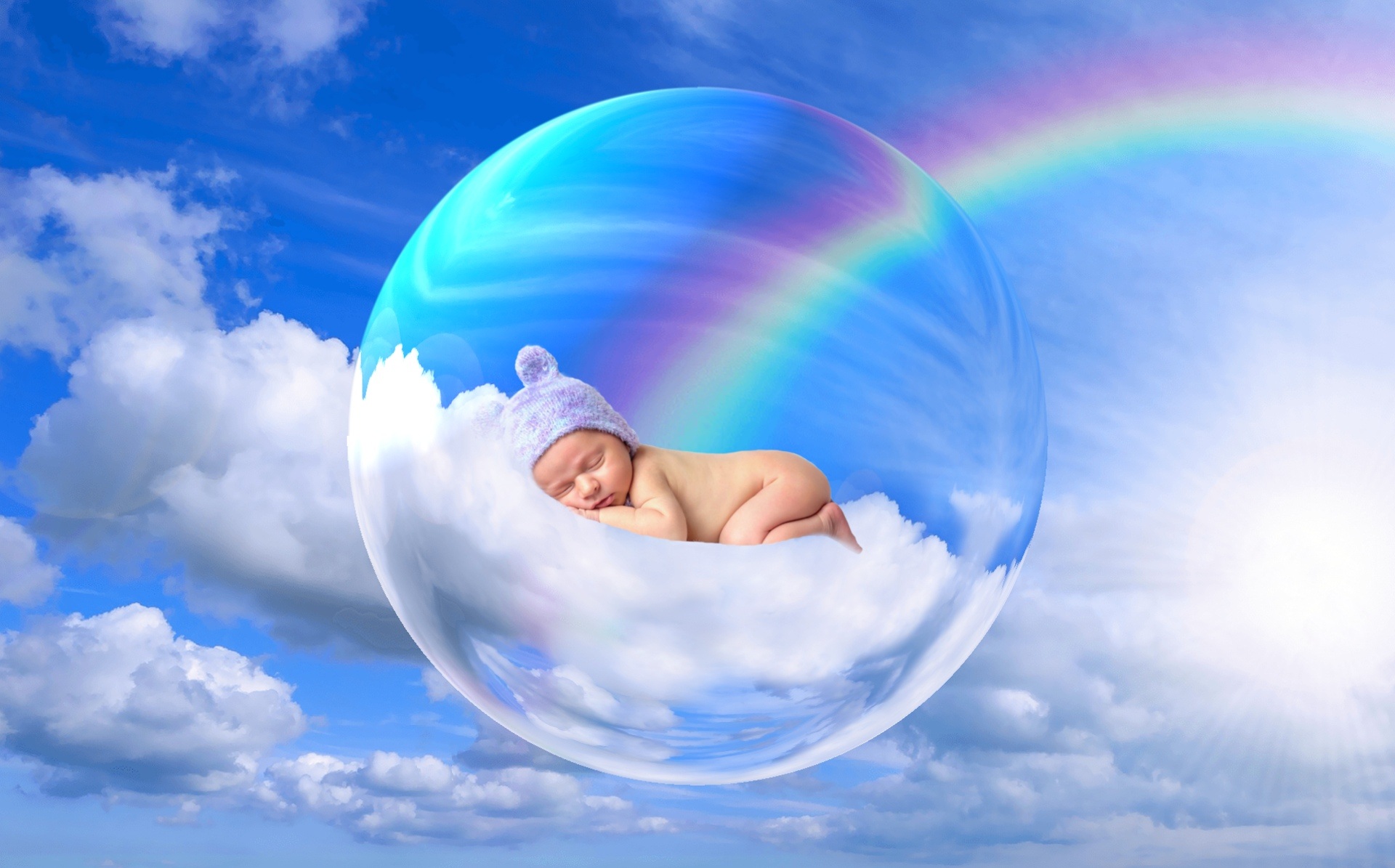 a child in a bubble