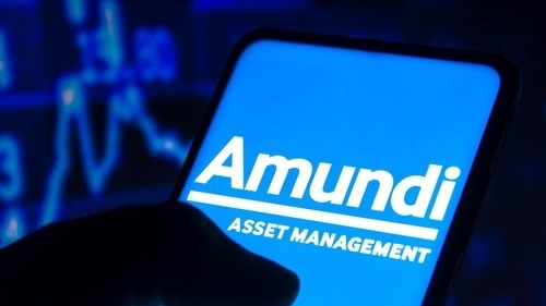 Amundi Asset Management logo on screen 