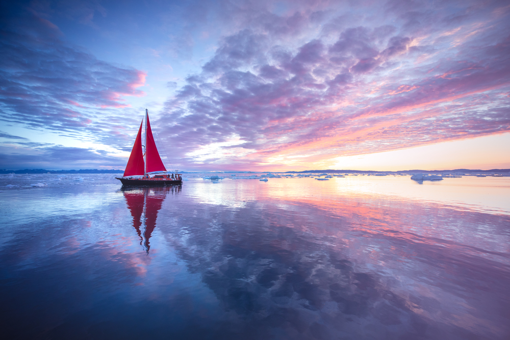 Red sailing boat