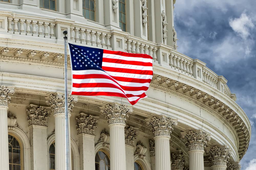 a flag on a building