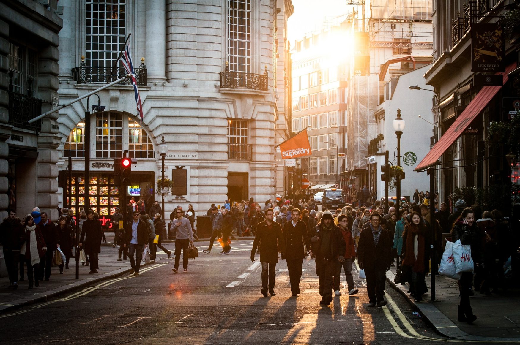 a crowd of people on a street