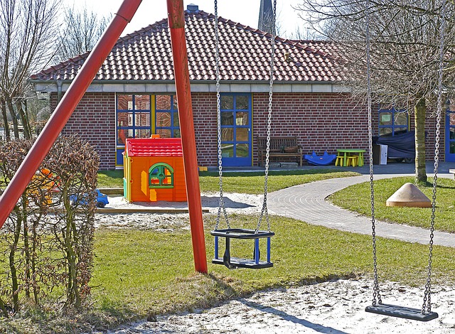 a playground with a slide