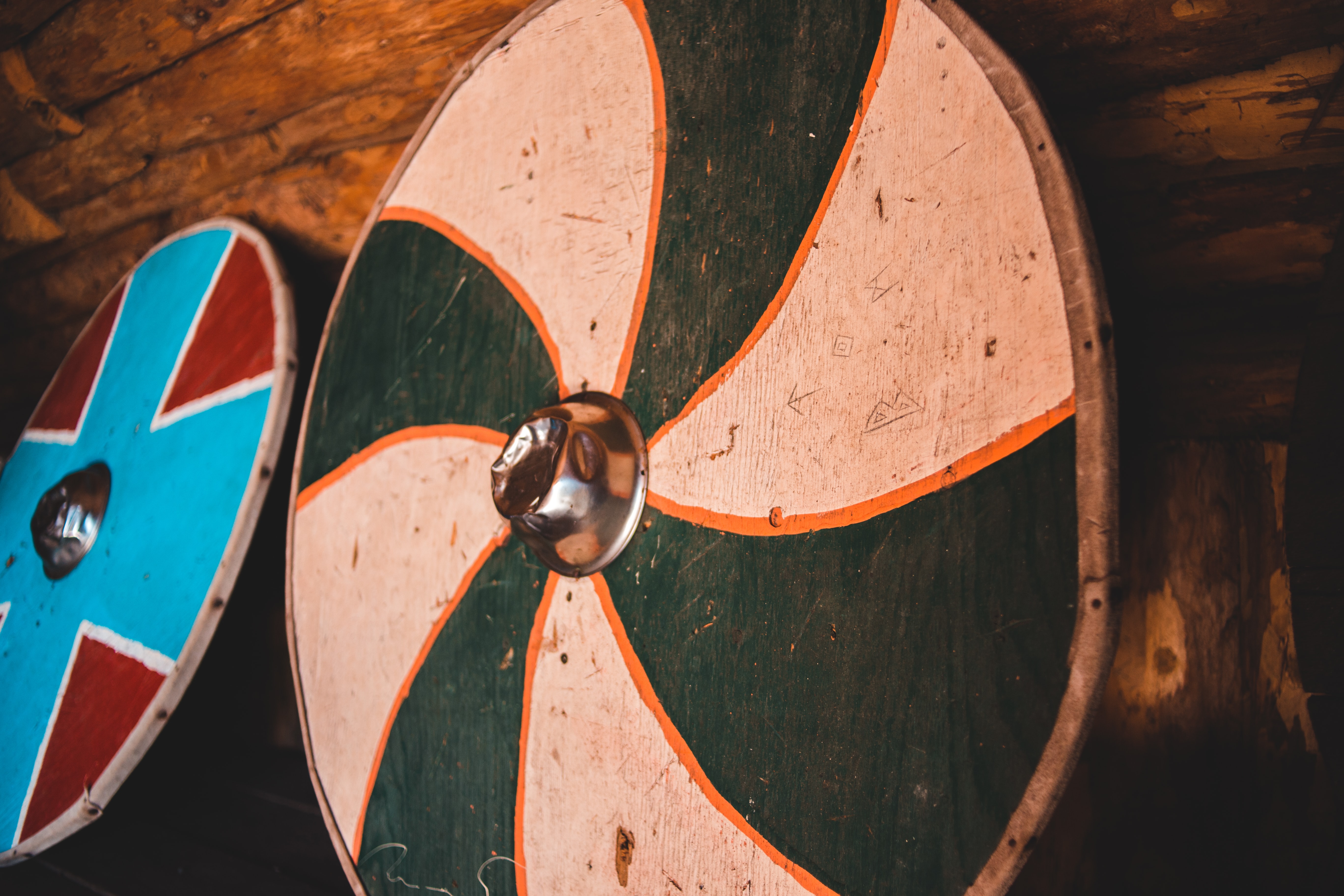 a close up of a colorful guitar