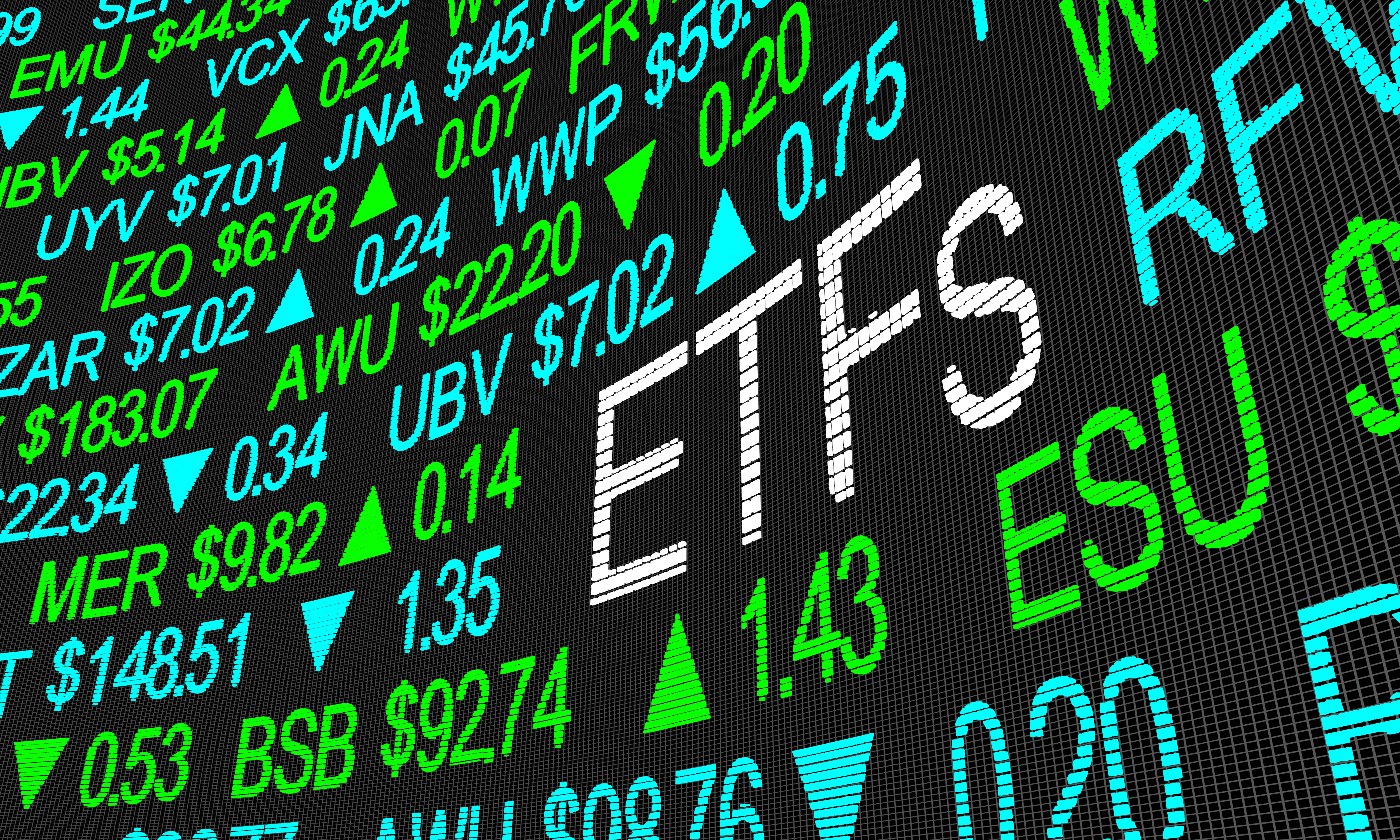 ETFs on stock exchange board