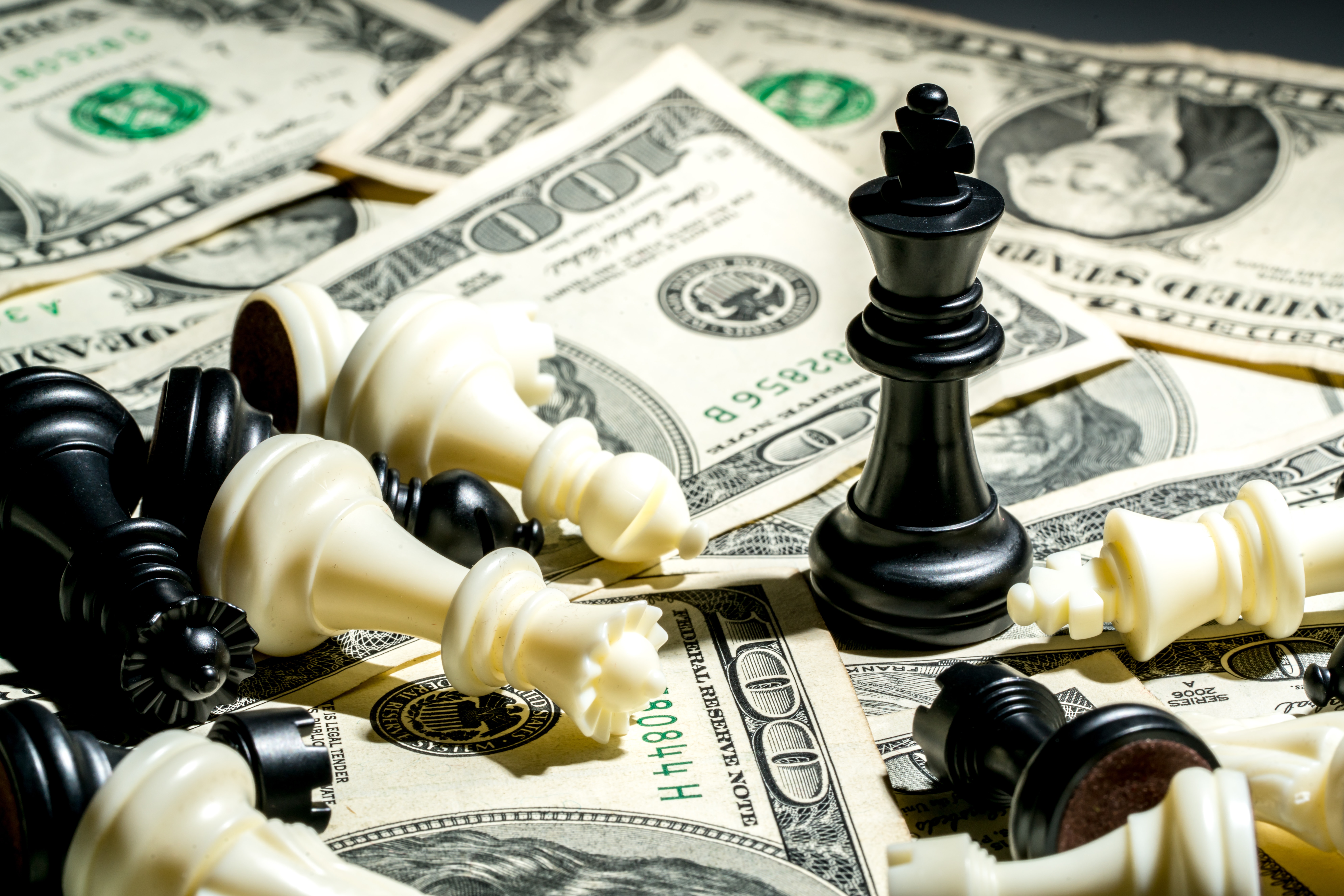 a chessboard full of money