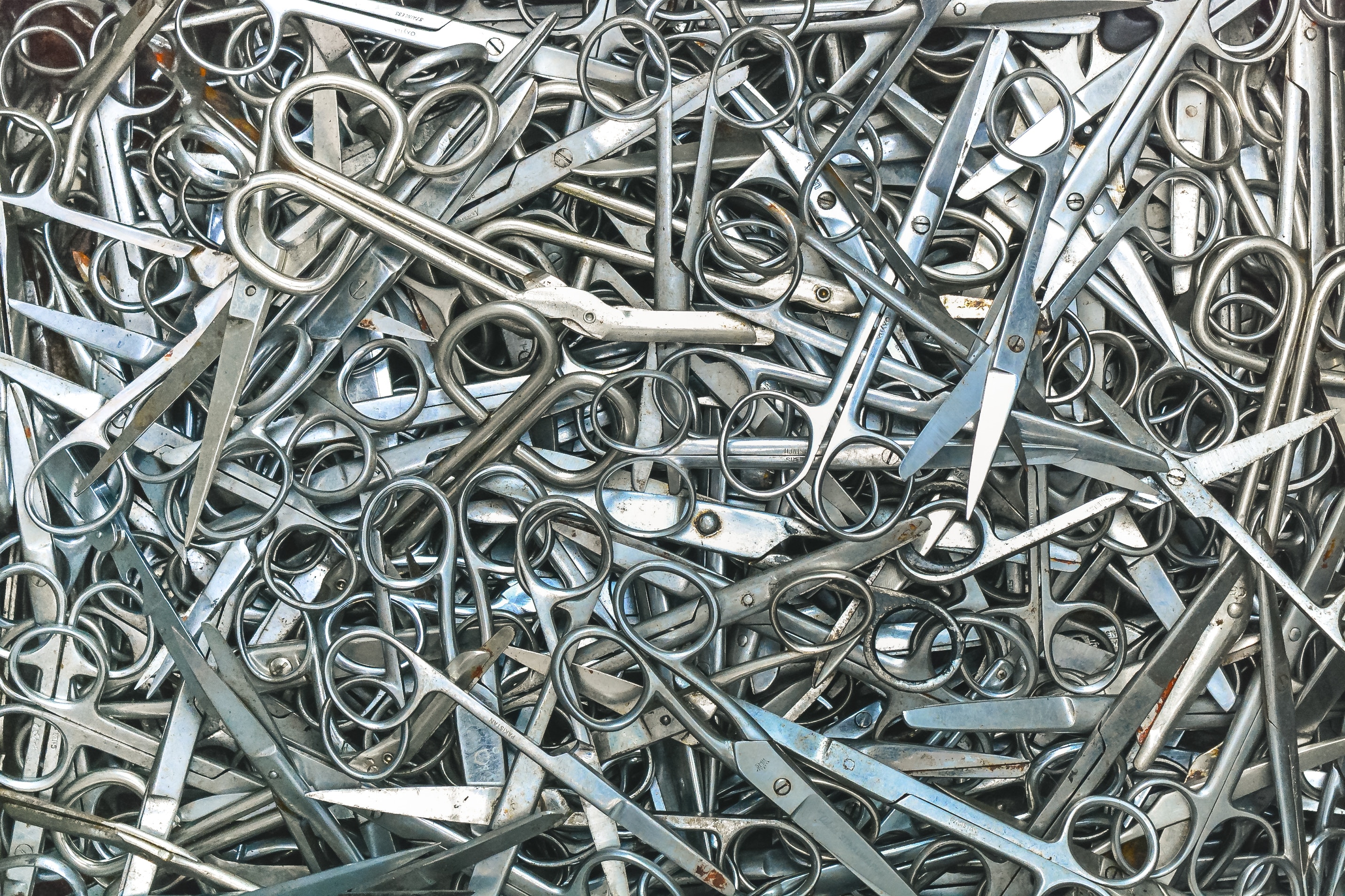 a pile of metal rods