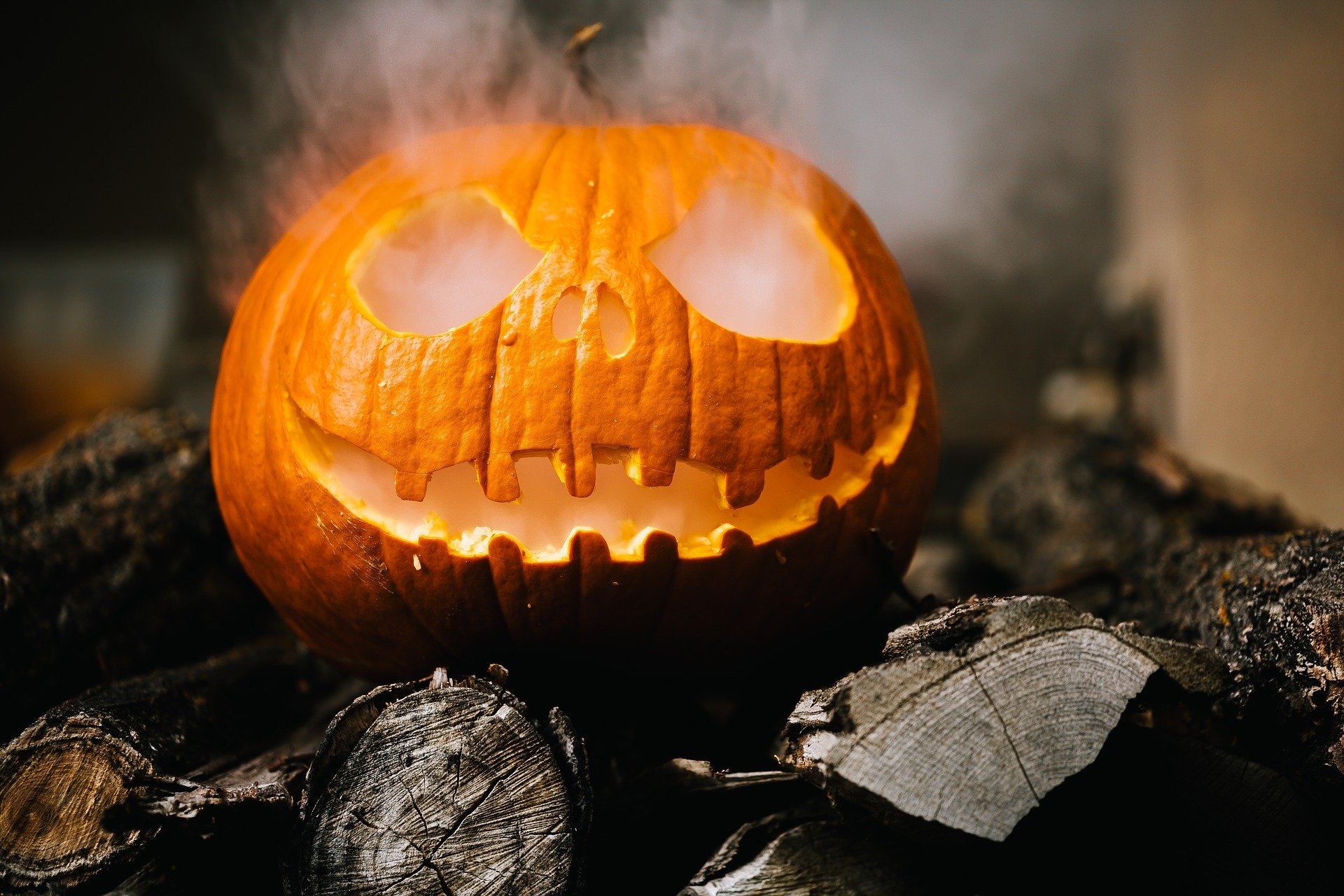 a carved pumpkin with a face