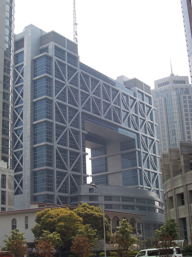 a tall building with glass windows