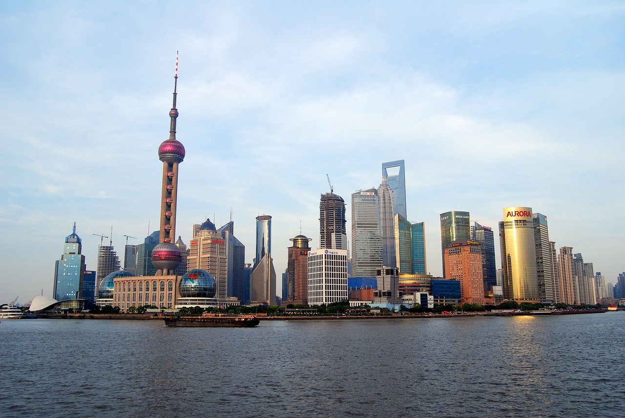 The Bund skyline with a body of water