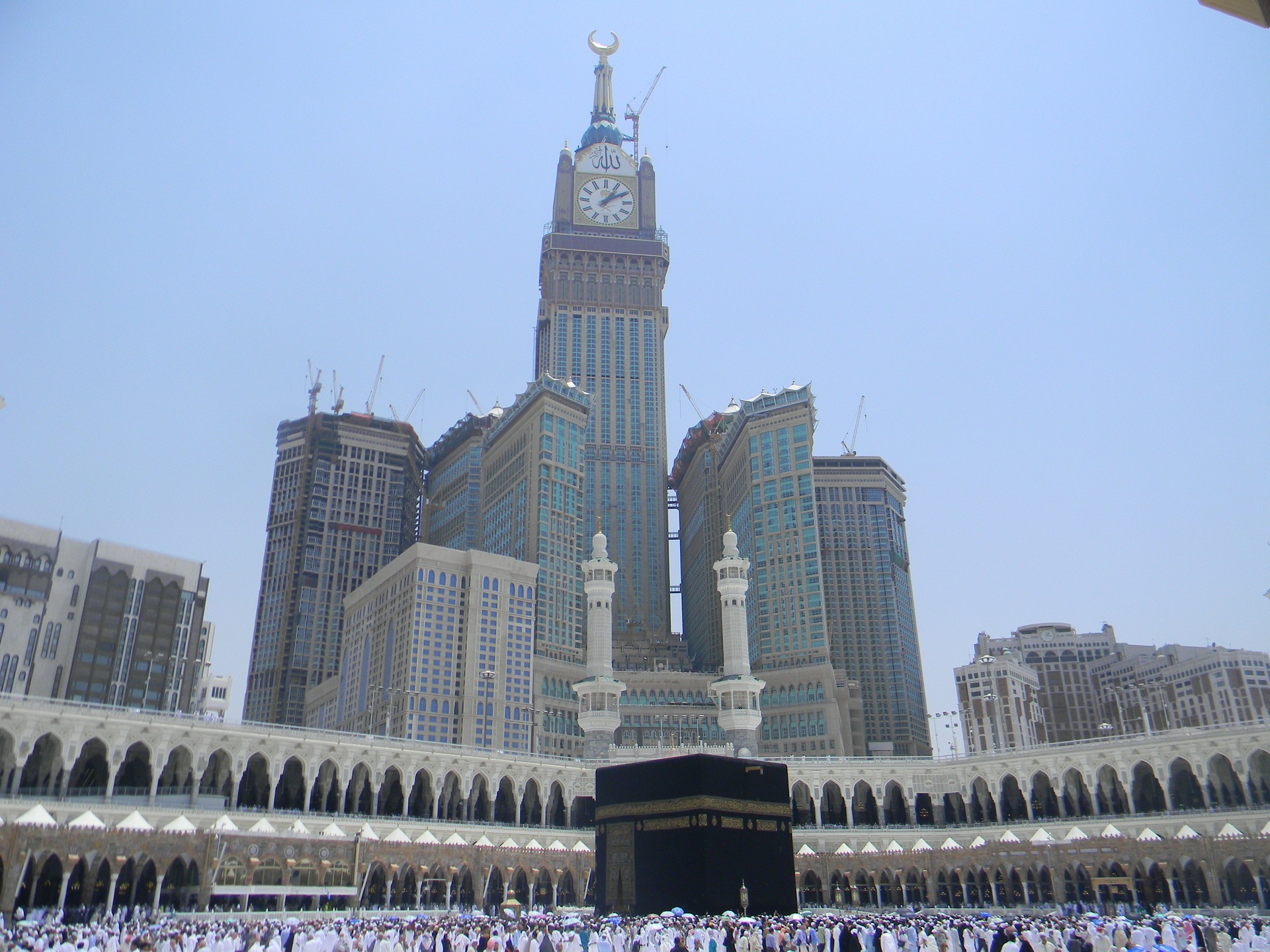 a clock tower in Abraj Al Bait