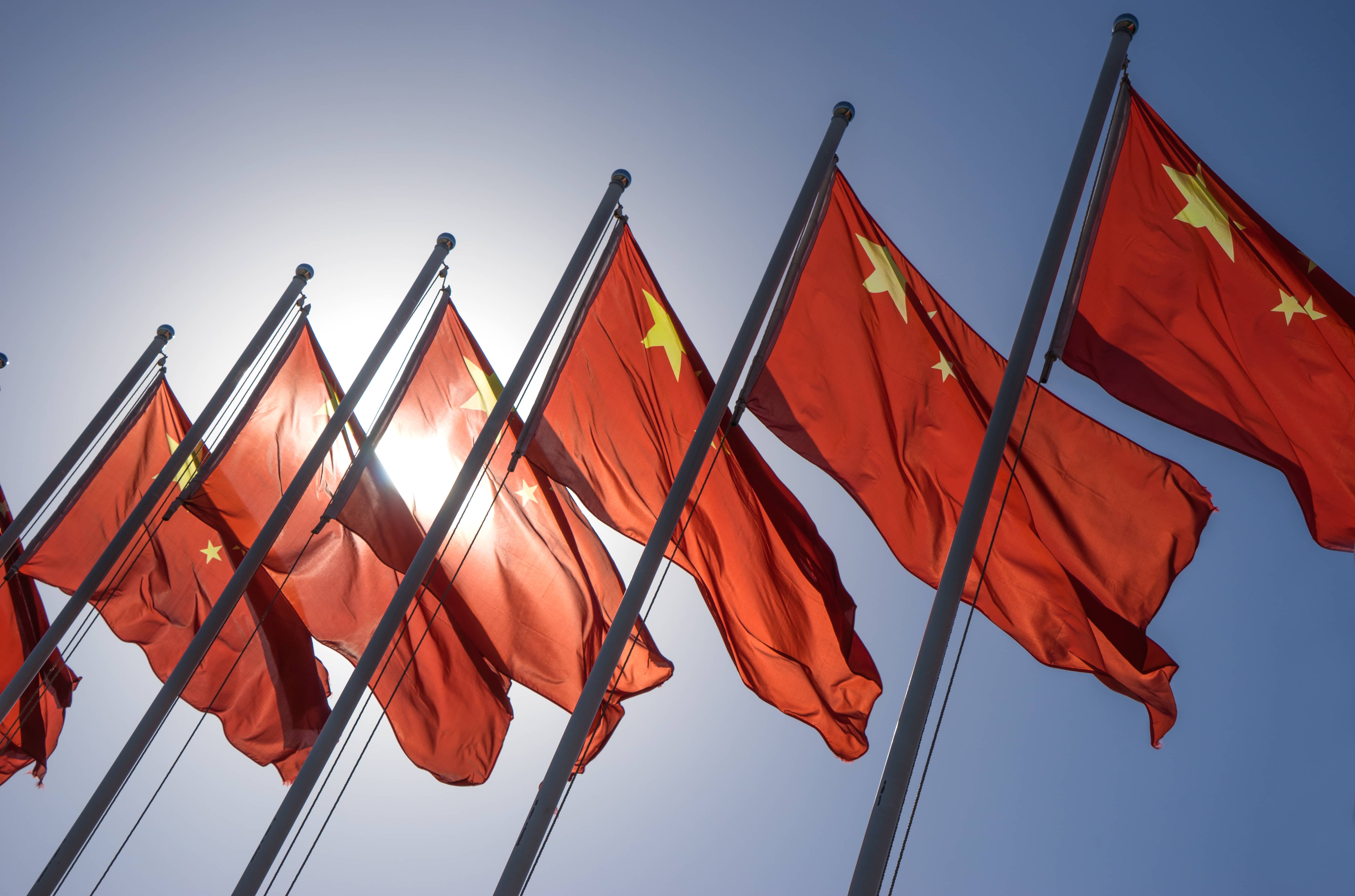 China flags in a row