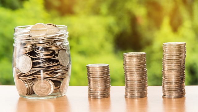 stacks of coins on a table