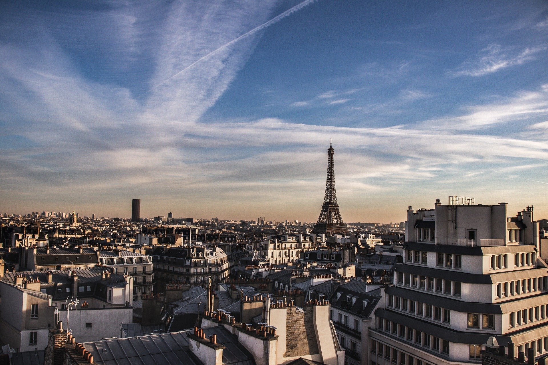 a city with a tall tower