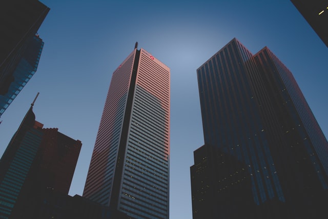 a group of skyscrapers in a city