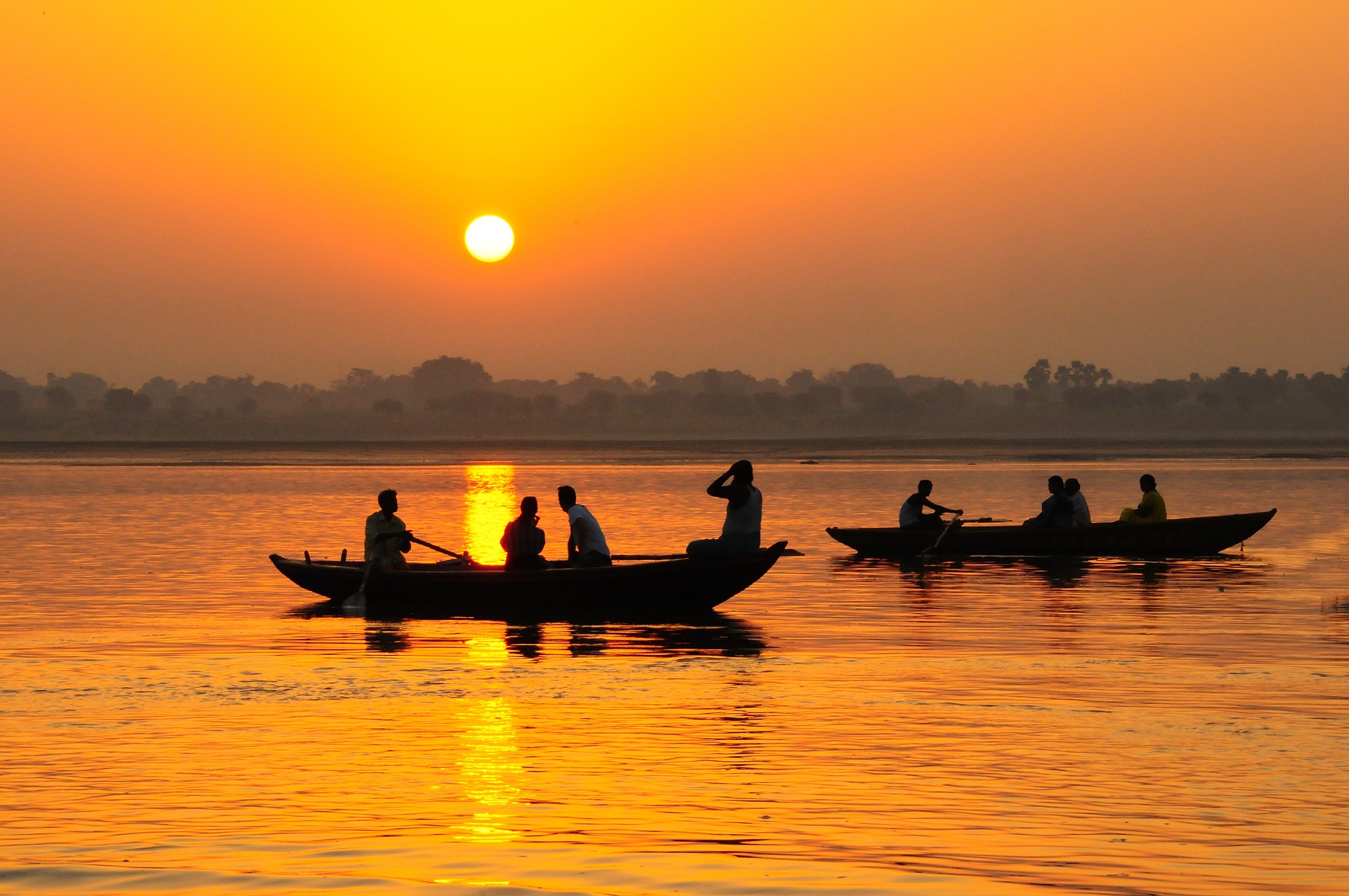 People in boat Ganges India