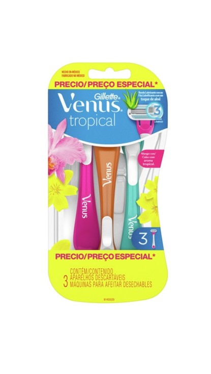 Lâminas Venus Tropical descartáveis para mulheres | Venus BR