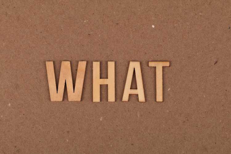 The word WHAT spelled out