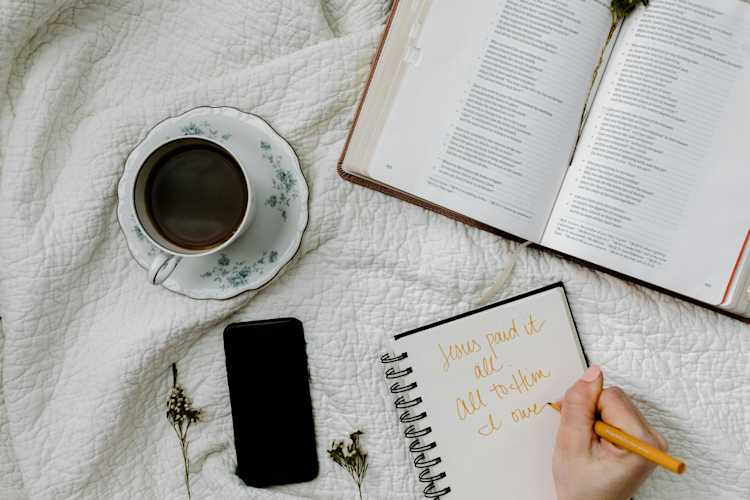 Coffee cup hand notebook