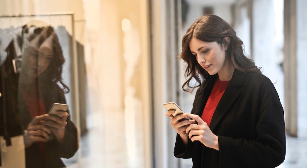 Lady On Phone Shopping