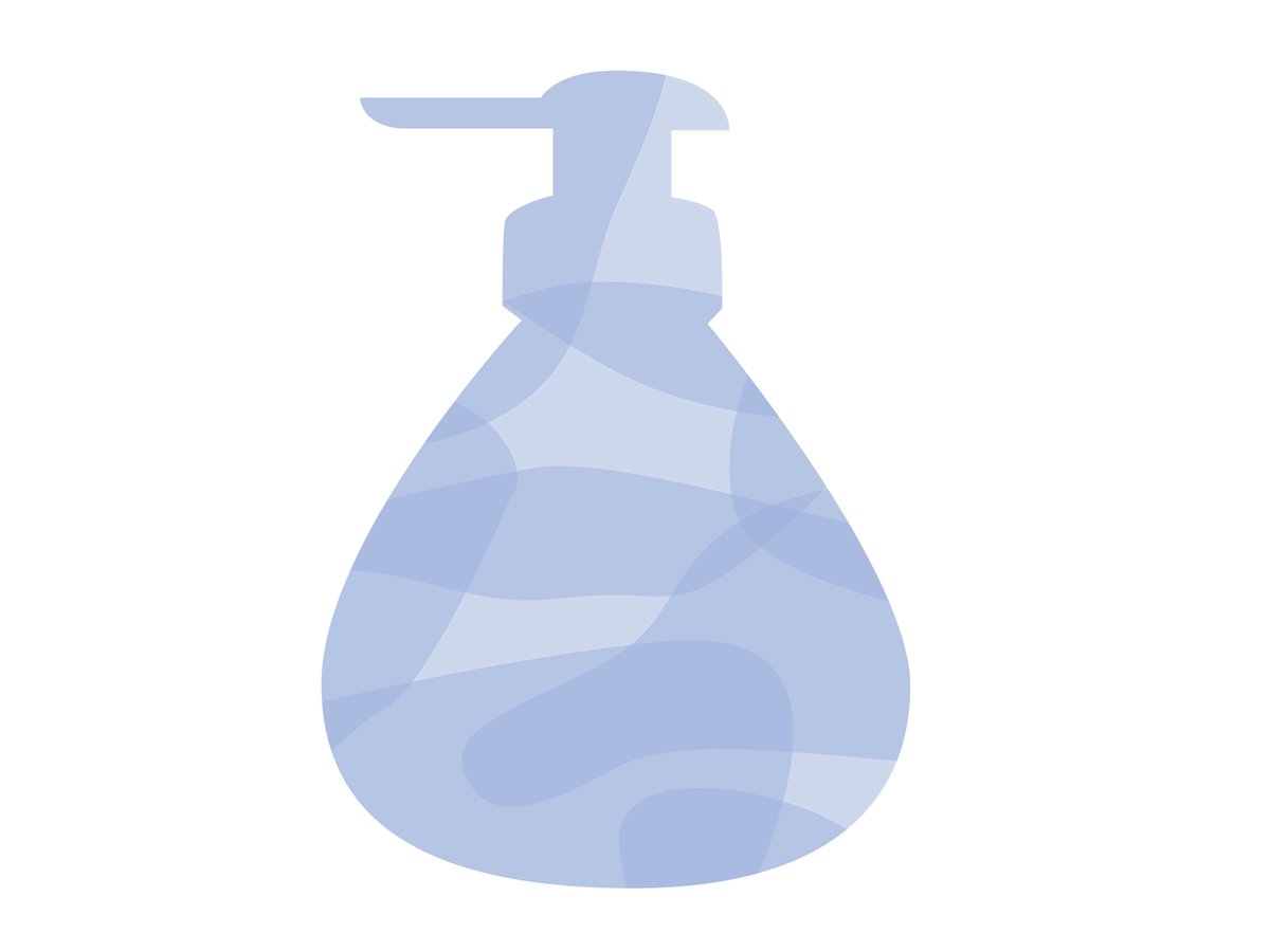 illustration of blue soap dispenser