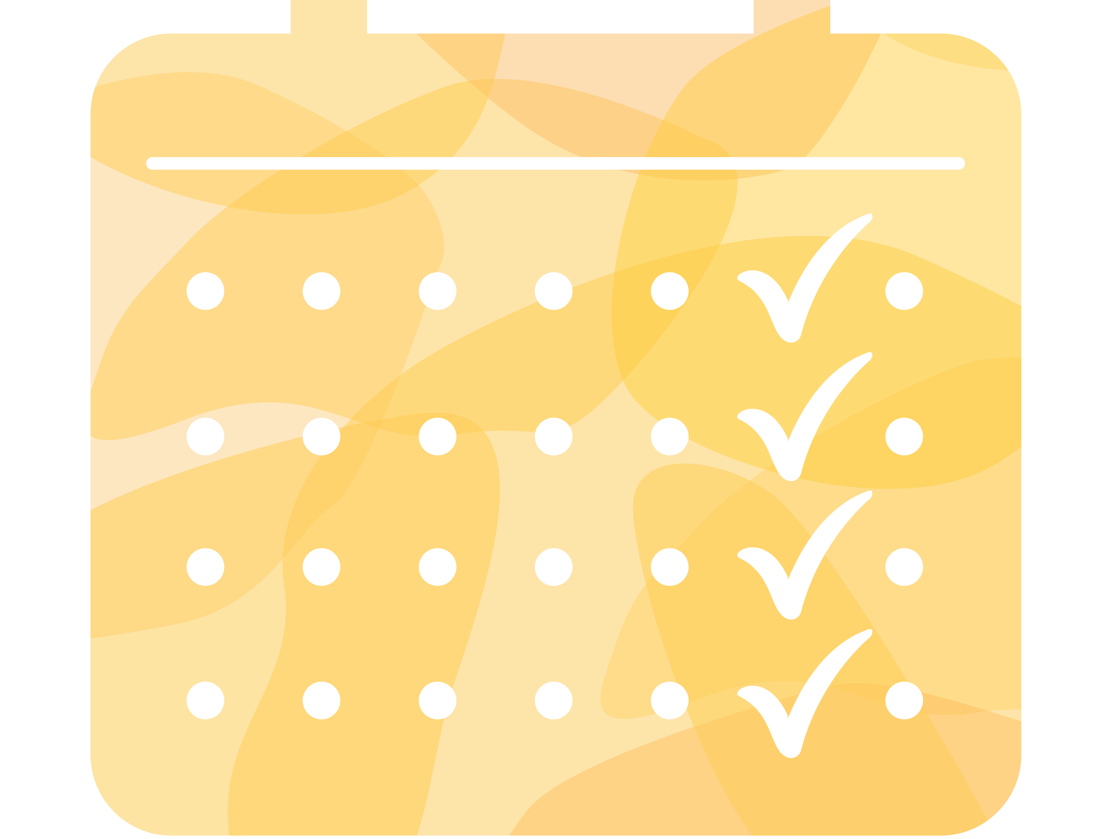 Illustration of a yellow calendar with weekly markers.