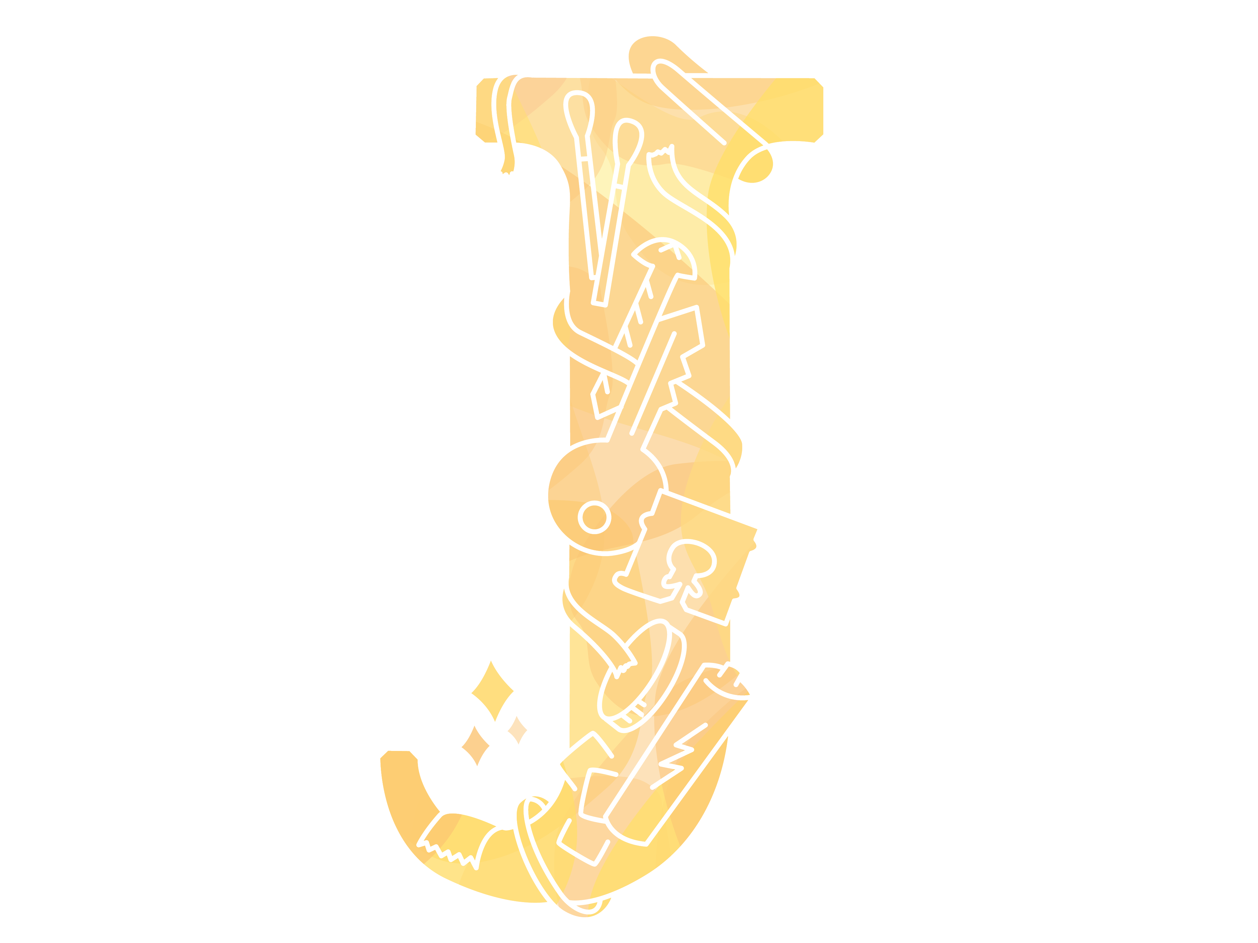 Illustration of yellow letter "J"