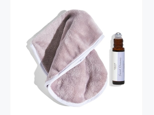 Image of makeup remover towel and essential oil roll-on