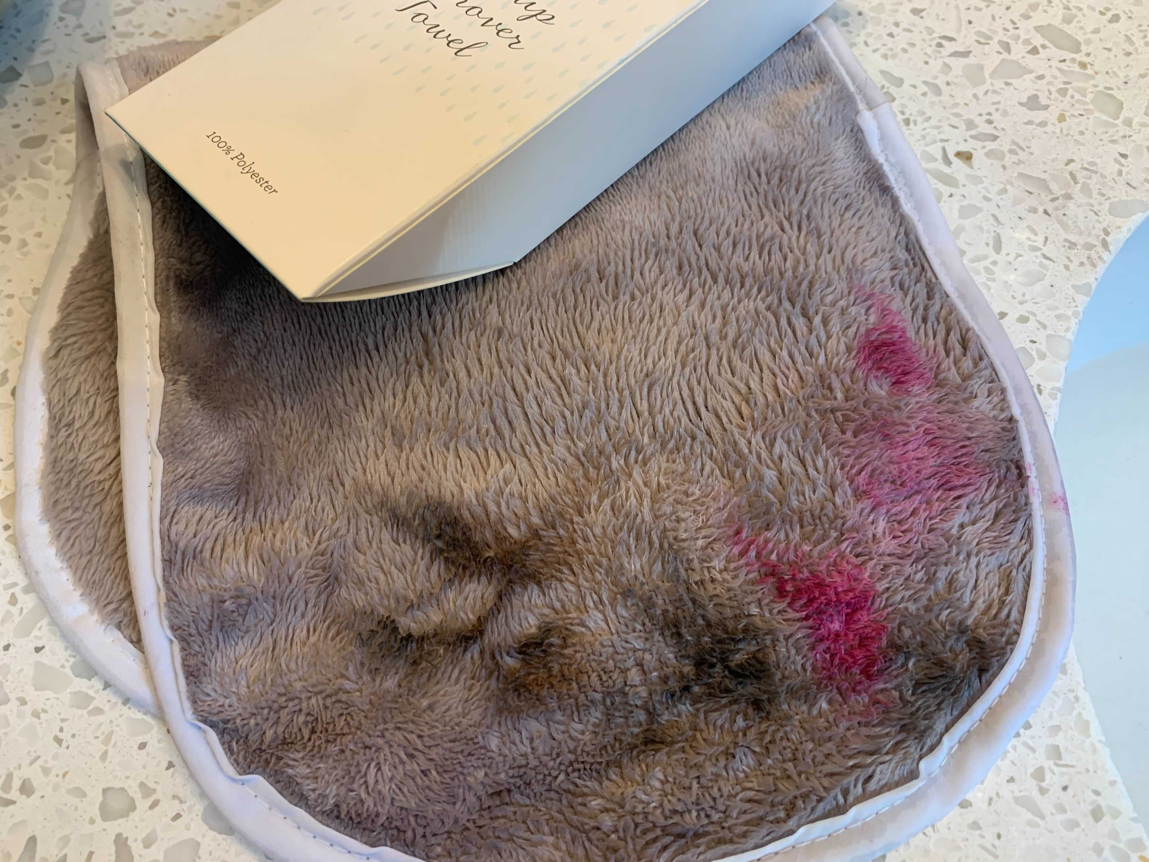Photo of makeup remover towel with makeup on it.