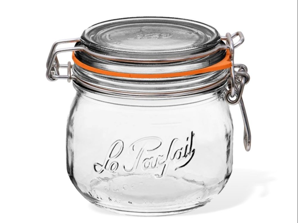 Image of a glass Le Parfait jar. 