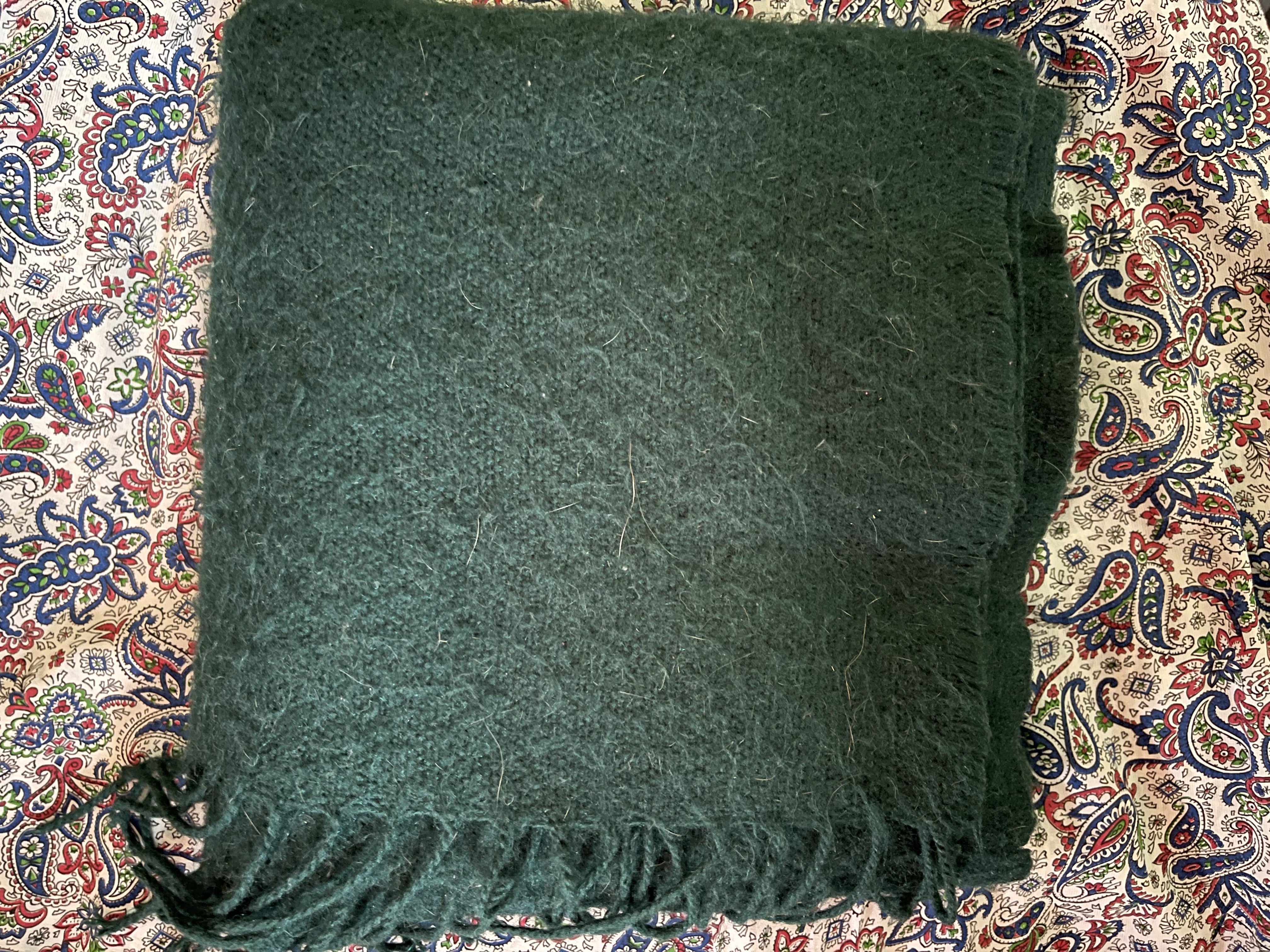 wool scarf before lint removal.
