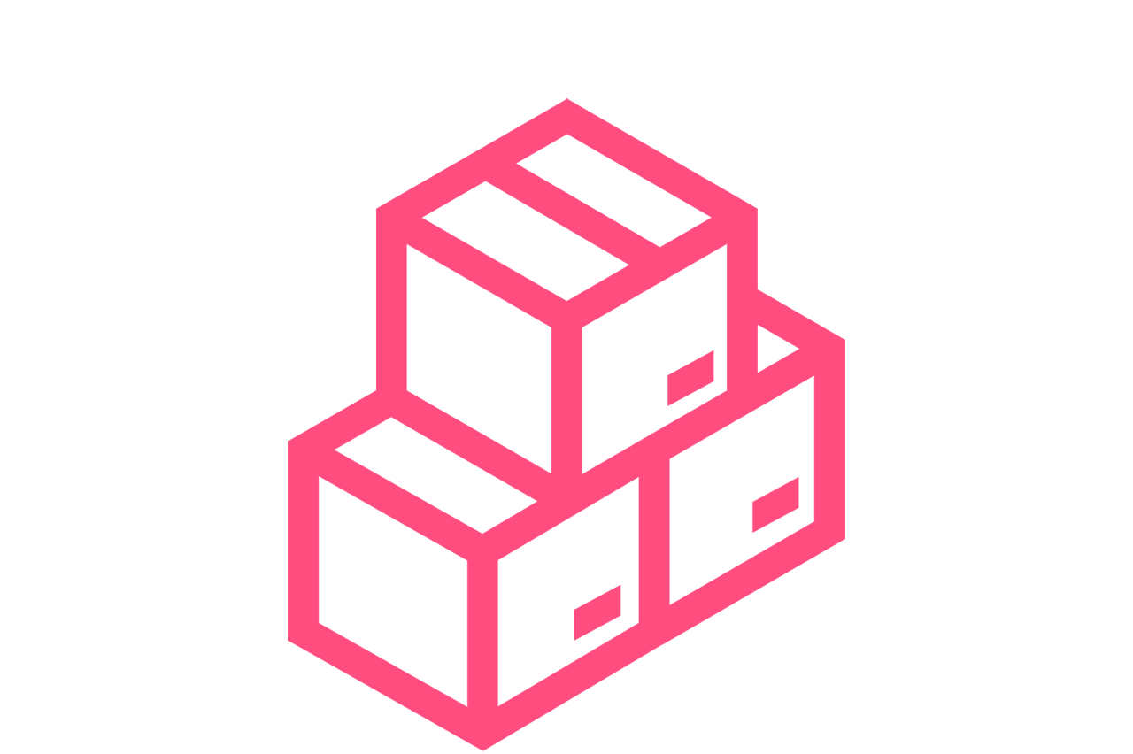 Pink icon image of parcels