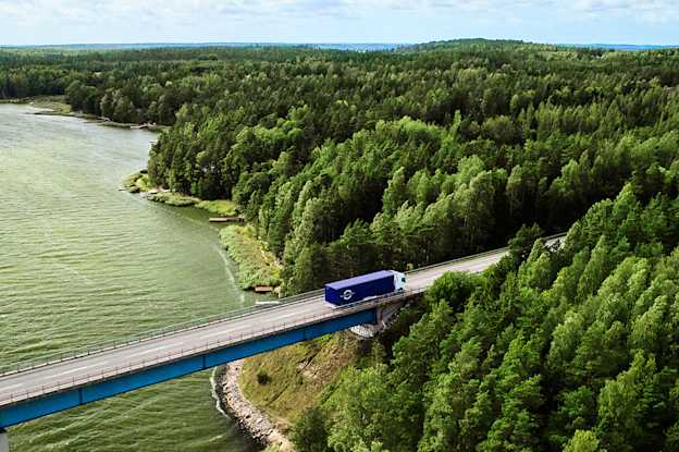 Matkahuolto truck on the way in Finland