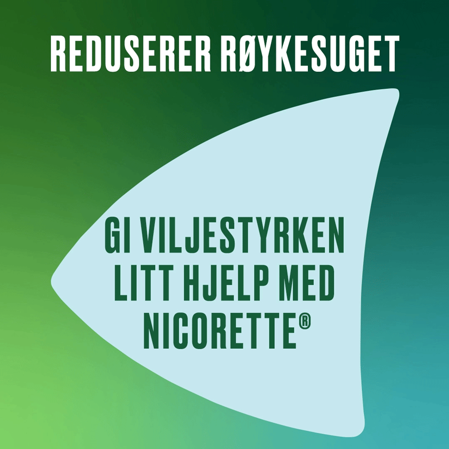 Nicorette reduserer røykesuget. Gi viljestyrken litt hjelp.
