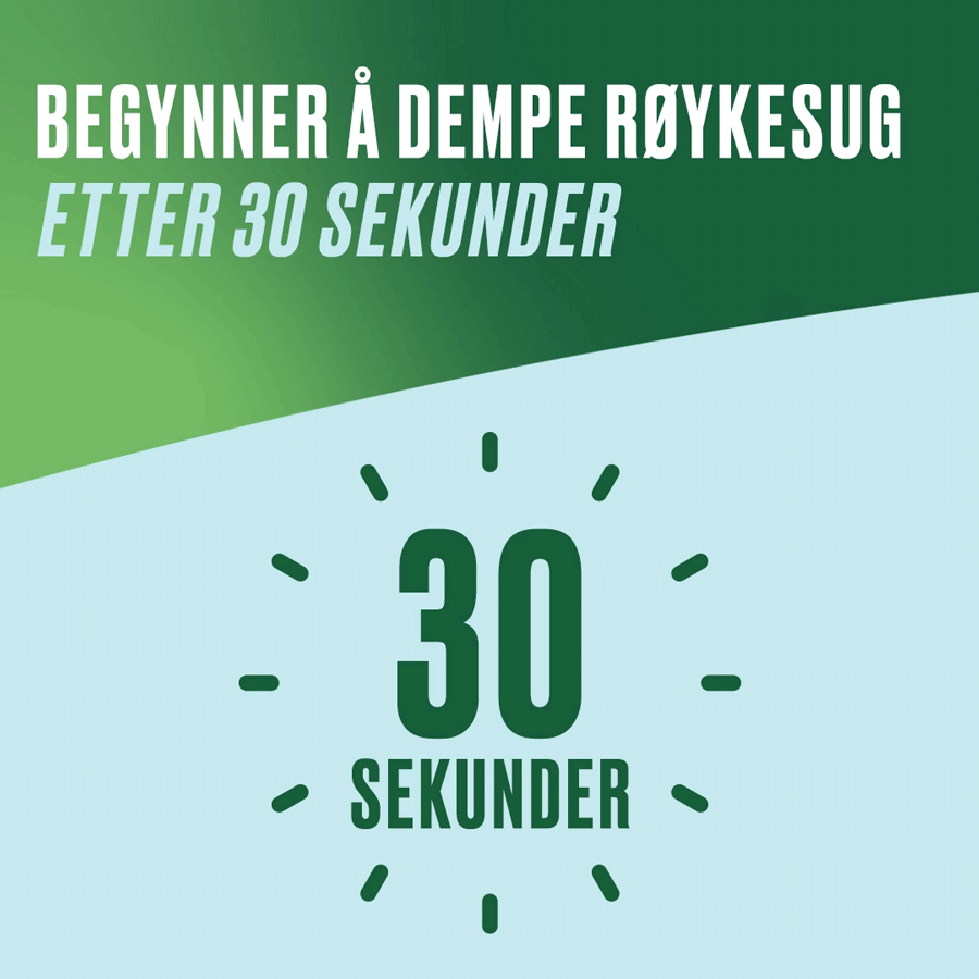 BEGYNNER Å DEMPE RØYKESUG ETTER 30 SEKUNDER
