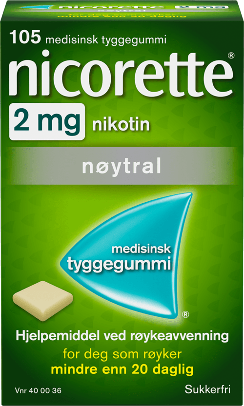 nicorette nøytral tyggegummi 2 mg nikotin