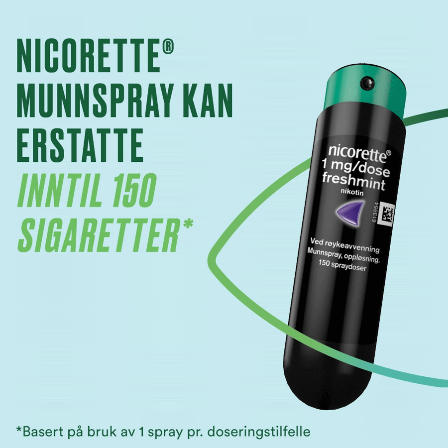 nicorette munnspray kan erstatte inntil 150 sigaretter