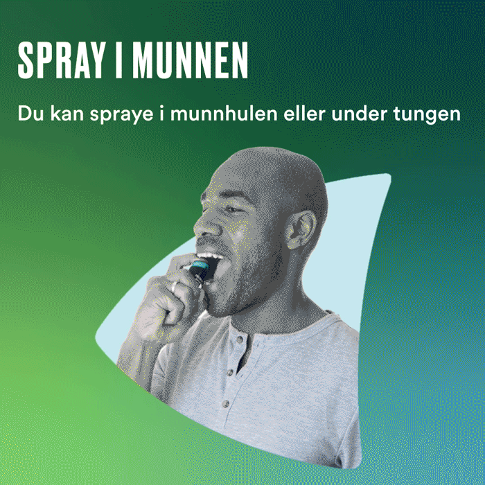 SPRAY I MUNNEN Du kan spraye i munnhulen eller under tungen